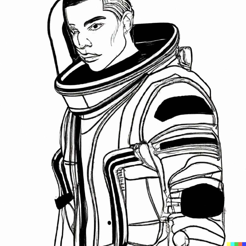 an astronaut, fashion design sketch